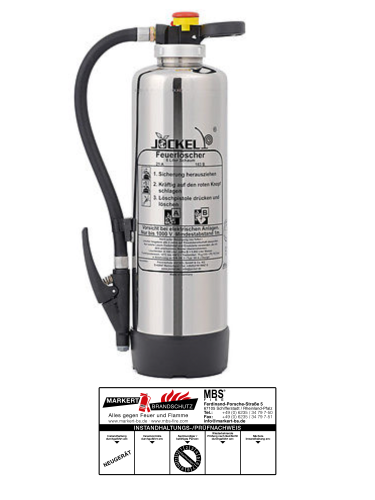 Jockel Design Feuerlöscher 6 Liter Schaum 21A=6LE Chrom Silber